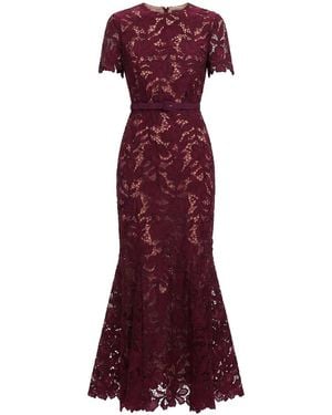 Self-Portrait Lace Midi Dress - Purple