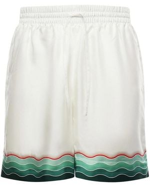 CASABLANCA Montagne Ondulee Silk Shorts - Green