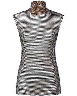 Genny Rhinestone Mesh Top - Grey