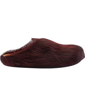 Marni Long Hair Sabot Fussbet - Brown