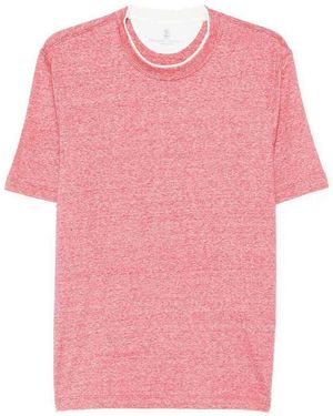 Brunello Cucinelli T-Shirt With Faux-Layering - Pink