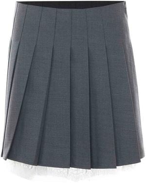 Self-Portrait Pleated Mini Skirt - Grey