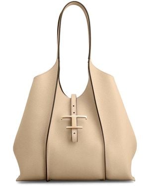 Tod's Small T Timeless Leather Shopping Bag - Natural