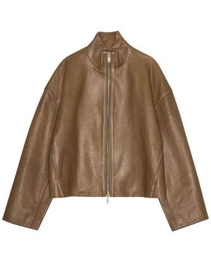 REMAIN Birger Christensen Bonded Leather Jacket - Brown