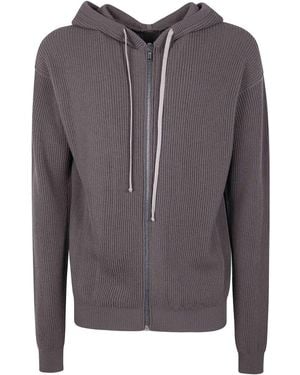 Rick Owens Zipperd Hoodie Knit Jacket - Grey
