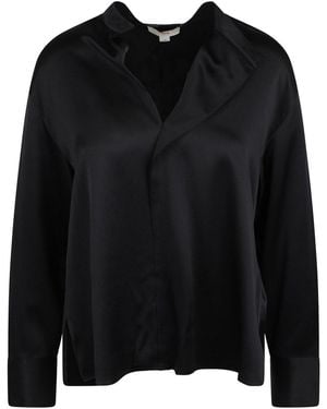 Vince Draped Silk Shirt - Black