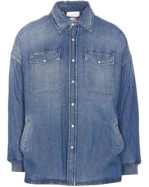 McQueen Denim Shirt With Frontal Buttons - Blue