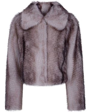 Twinset Eco Fur Bomber Coat - Purple
