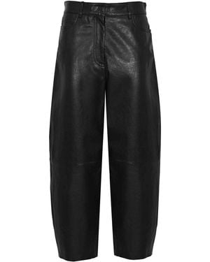 Weekend by Maxmara Wkdpagano Crop Leather Trousers - Black