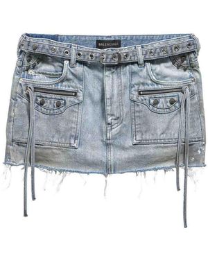 Balenciaga Cagole Denim Mini Skirt - Blue