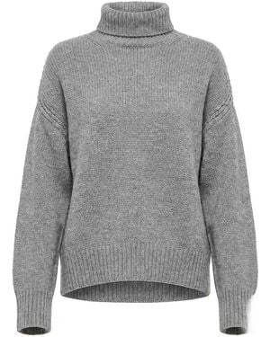 Sa Su Phi Raglan High Neck Sweater With Back Slit - Gray