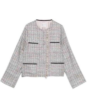 forte_forte And Fringed Tweed Jacket - White