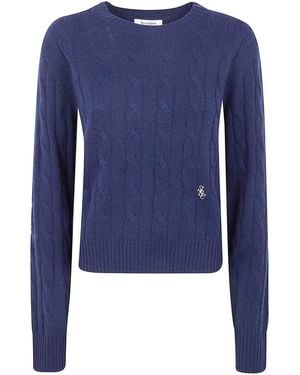Sporty & Rich Src Cableknit Cashmere Jumper - Blue