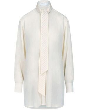 Victoria Beckham Ivory Silk Shirt With A Lavallire Collar - White