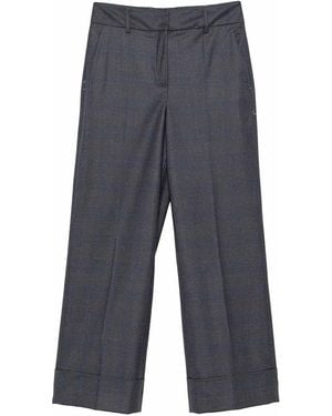 Incotex Arlys Wool Check Pants With Pressed Crease - Gray