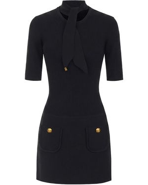 Elisabetta Franchi Ribbed Mini Knitted Dress - Black