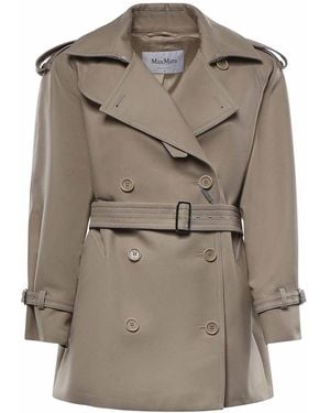 Max Mara Cropped Cotton Duster Coat - Grey