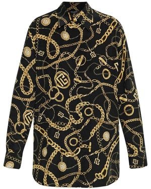 Balmain Silk Shirt With Print - Black
