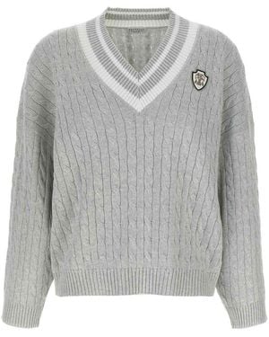 Brunello Cucinelli Cotton Cable Knit Sweater - Gray