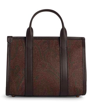 Etro Small Cotton Blend Bag - Brown