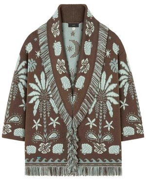 Alanui Echoes Of The Island Wool And Cotton Cardigan - Gray