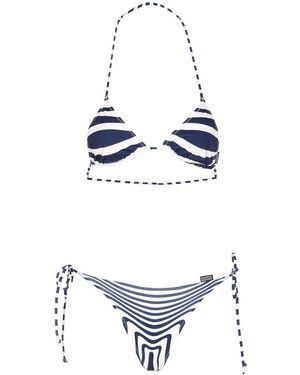 Jean Paul Gaultier And Striped Bikini Set - White