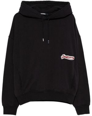 Jacquemus Cotton Sweatshirt With Embroidered Varsity Patch - Black