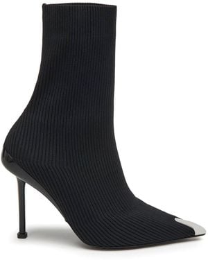 McQueen Statement Raffia Pointed-Toe Boots For - Black