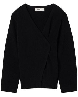 Rohe Off-Shoulder Wrap Cardigan - Black