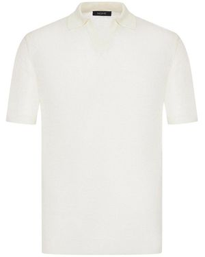 Nome Short-Sleeved Linen Polo Shirt - White