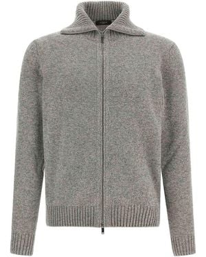 Zanone Virgin Wool Cardigan - Gray