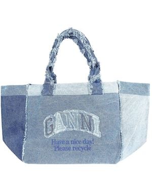 Ganni Xxl Trapeze Shopper Denim - Blue