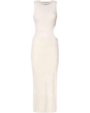 Akep Long Fitted Dress With Cut-Out On The Side - White
