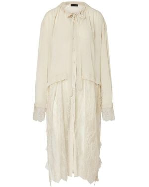 Liu Jo Shirt With Long Sheer Lace Veil - White