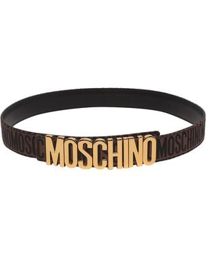 Moschino Reversible Leather Belt With Logo - Black