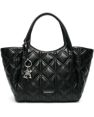 Emporio Armani Quilted Medium Tote Bag - Black