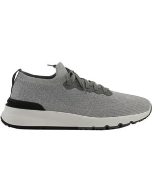 Brunello Cucinelli Knitted Running Trainers - Grey