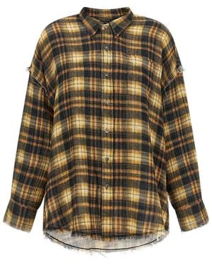 R13 Camicia Con Orlo A Taglio Vivo - Marrone