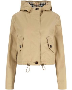 Burberry Giacca Crop Zip - Natural