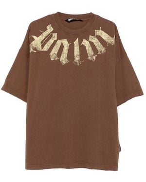 Palm Angels 3/4-Sleeve Oversized T-Shirt - Brown
