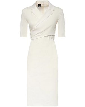 Pinko Midi Dress With Bow - White