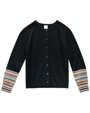 Paul Smith Cardigan Merinos Maniche Stripes - Blue