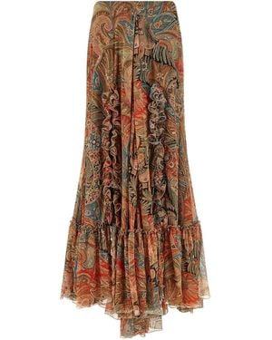 Etro Paisley Foliage Skirt - Brown