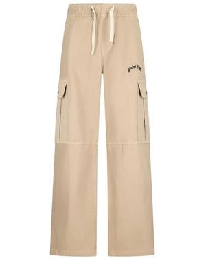 Palm Angels Cargo Trousers Logo - Natural