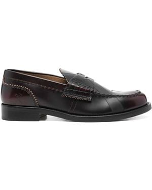 COLLEGE Leather Loafers - Black