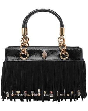 Kurt Geiger Square Kensington Fringe Handbag - Black