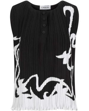 Lanvin Sleeveless Pleated Top - Black