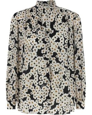Valentino Garavani Printed Crepe De Chine Scarf Shirt - Grey