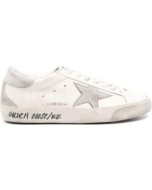 Golden Goose Super-Star Nappa Upper Nabuk Star Suede Tongue Heel And Spur - White