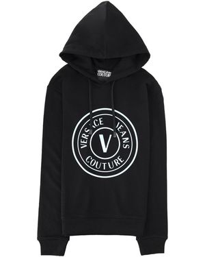 Versace Jeans Couture Sweatshirt With Logo And Hood - Black